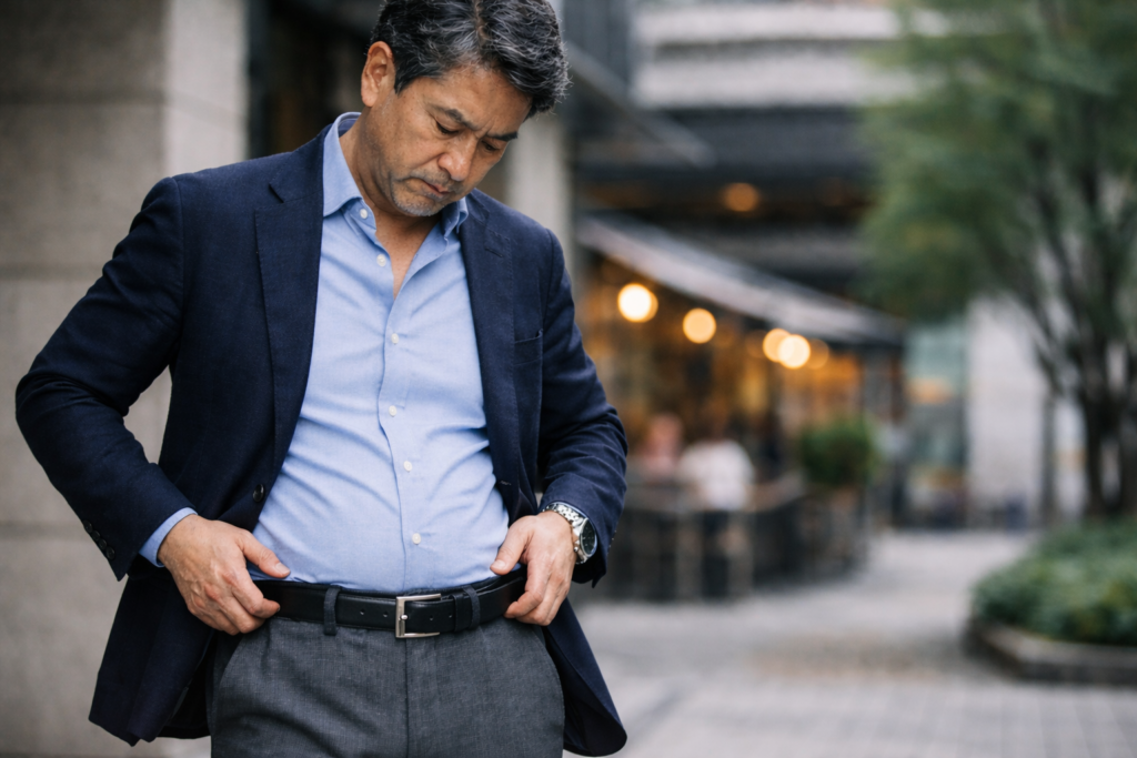 お腹が乗る・ズボンが下がる悩みを解決｜40〜60代が選ぶべき服の条件3選